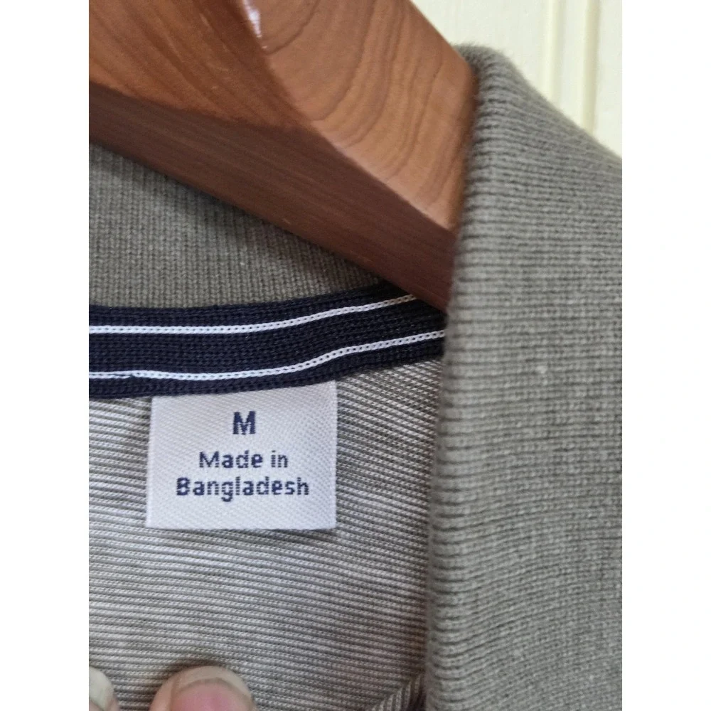 Original Penguin Polo‎ Shirt Mens Medium Green White Striped Pocket Cotton - Picture 6 of 9